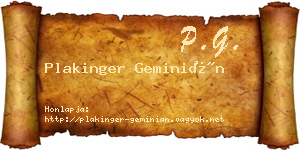 Plakinger Geminián névjegykártya